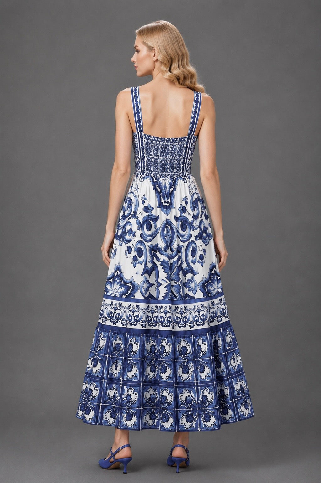 Azurine Majolica Maxi Dress