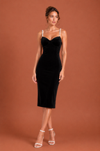 Pearl Éclipse Velvet Midi Dress