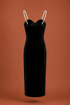 Pearl Éclipse Velvet Midi Dress