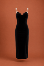 Pearl Éclipse Velvet Midi Dress