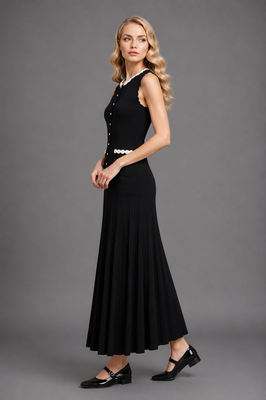 Fleurine Pleated Maxi Dress