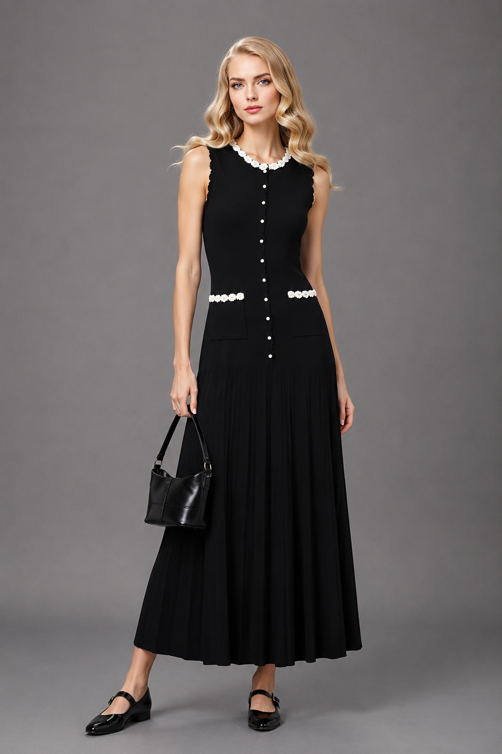 Fleurine Pleated Maxi Dress