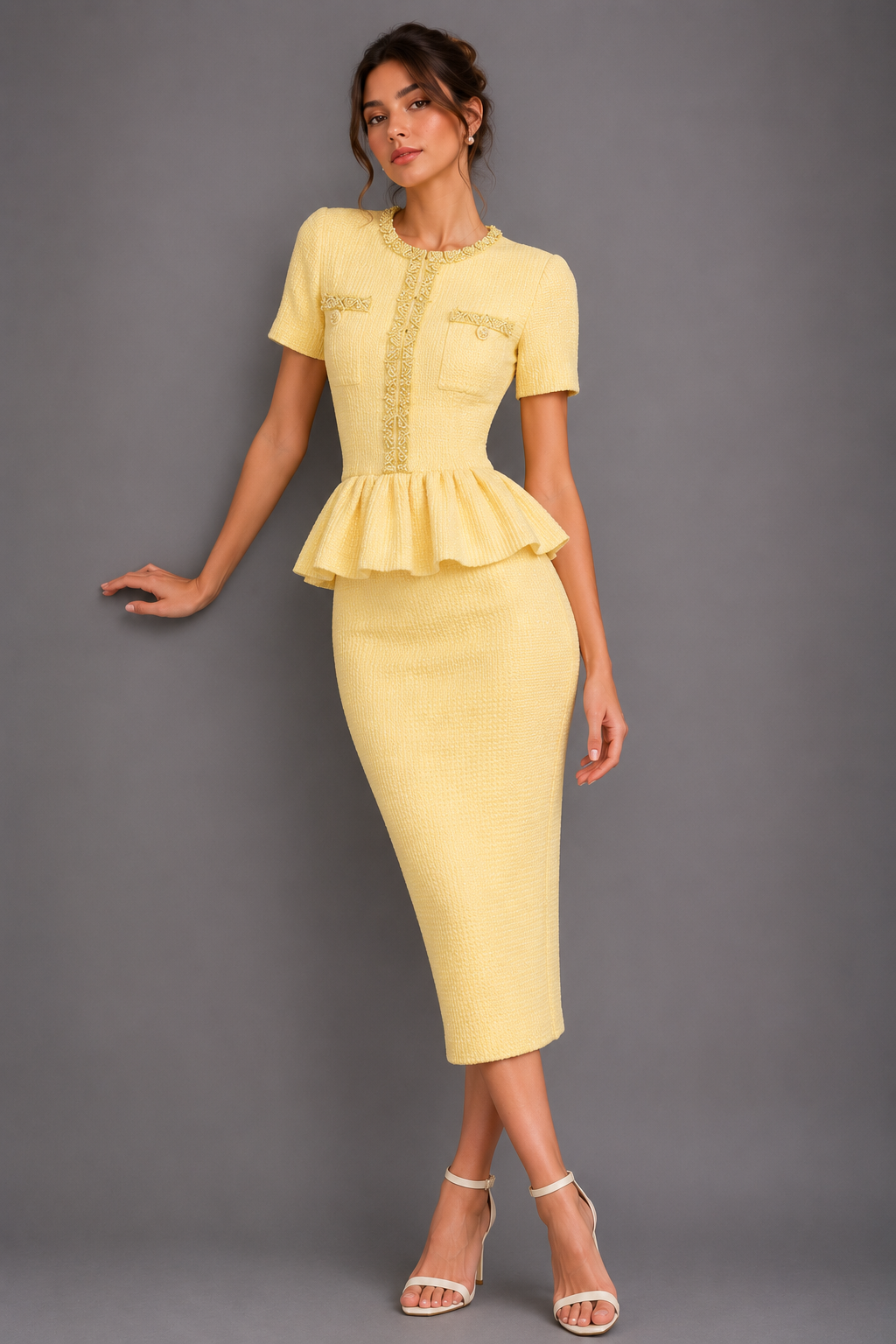 Juliette Peplum Midi Dress